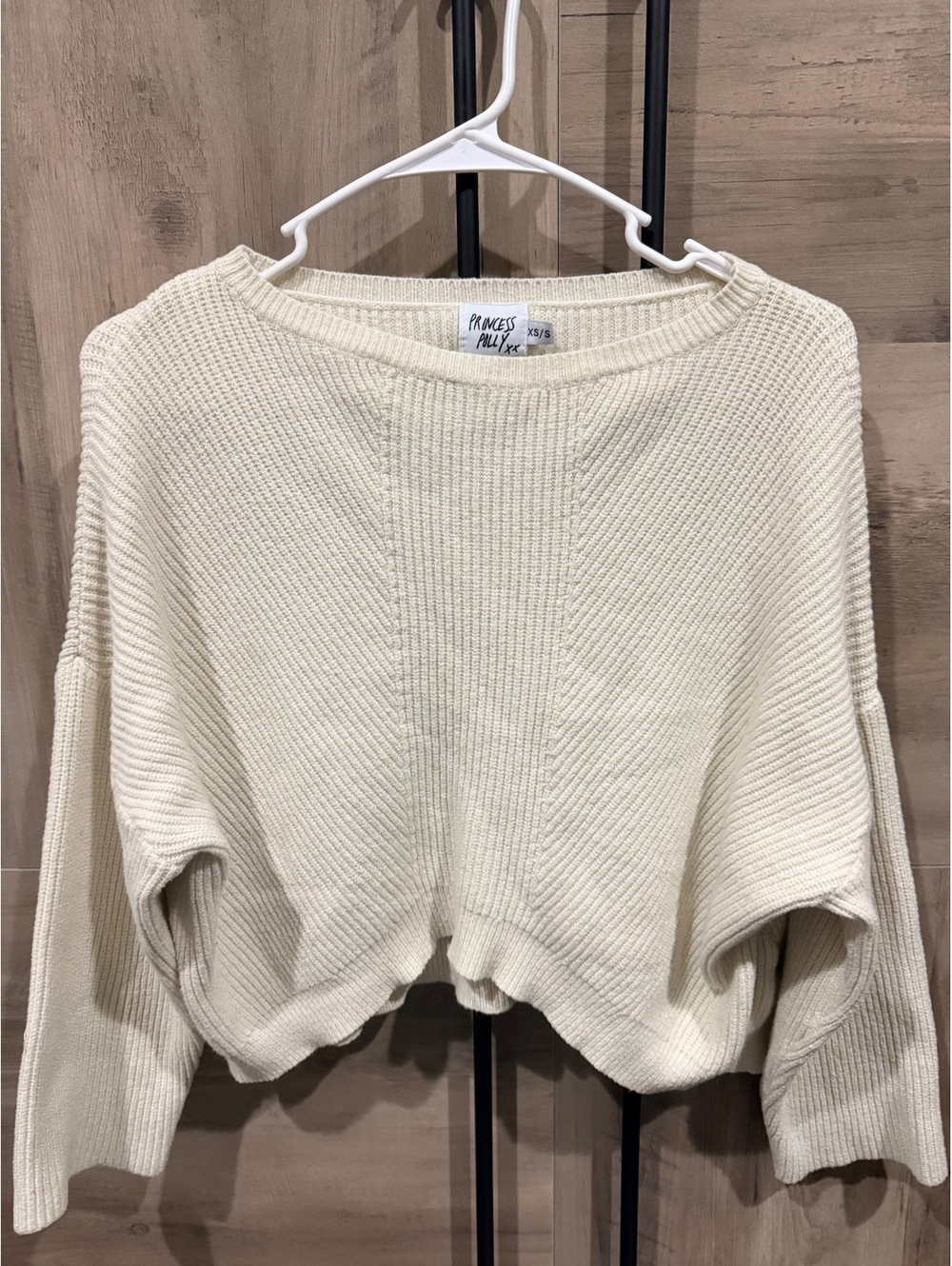 Princess Polly Women's Cream Oversized Knit Sweater, Size XS/S